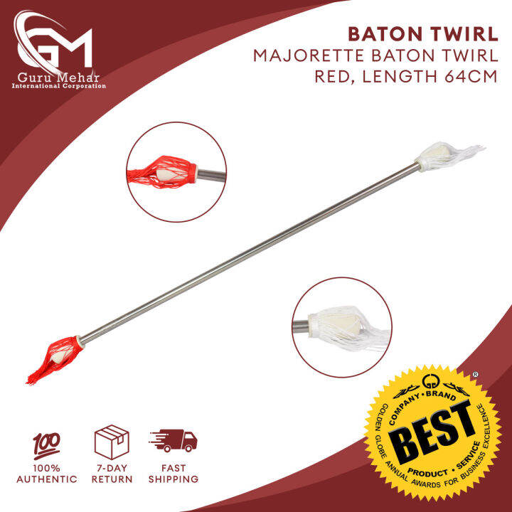 Twirling Baton for Majorette Aluminum Handle Length White Tip with