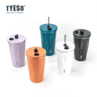 ?Kambotrade ?TYESO รุ่นใหม่ แก้วเก็บความร้อน เก็บความเย็น ขนาด 600 ml 20 OZ เกรด304 มีหลอดในตัว (แถมที่ล้างหลอด)