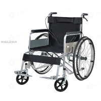 สต็อคมาเพิ่มแล้ว วีลแชร์ รถเข็น ผู้ป่วย เหล็กชุบ พับได้ พร้อมเบรคมือ Standard Foldable Wheelchair  รับประกัน 1 ปี เก้าอี้รถเข็น 24 นิ้ว วีลแชร์พับได้