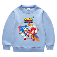 Sonic The Hedgehog เสื้อผ้าเด็กแขนยาวฤดูใบไม้ผลิและฤดูใบไม้ร่วงกีฬาเสื้อกันหนาวสำหรับชายหญิง Hooded เสื้อกันหนาว2-9ปี100% ผ้าฝ้ายรอบคอ