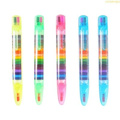 blg 5Pcs Crayon Refillable Coloring Pens Each Pen with 20 Colored Pen Refills for Kids Doodling Book Art Drawing Card Ma 【JULY】