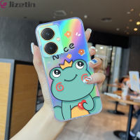 Jizetin Vivo Y27เคสโทรศัพท์ลายการ์ตูนแพนด้าเคสโทรศัพท์ลายการ์ตูนเลเซอร์สีรุ้งเคสมือถือโปร่งแสงขอบบางเฉียบ TPU นุ่มพิเศษเคสกันกระแทกมีสีสันบัตรเลเซอร์ในตัว