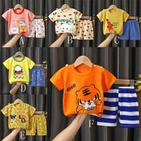 Korean Summer Kids Short Sleeve Suit Cotton Boys Girls Cartoon Tops Shorts Korean Baby Clothing T-Shirt