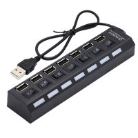 Valeriee USB Hub 7พอร์ตอเนกประสงค์,USB อเนกประสงค์ไดรเวอร์ฟรีประสิทธิภาพสูงแฟลชไดรฟ์สองหัวความเร็วสูงสูงพร้อมสวิตช์มัลติฟังก์ชั่2.0ฮับใช้อะแดปเตอร์จ่ายไฟอุปกรณ์เสริมสำหรับ PC แท่น USB ปฏิบัติ