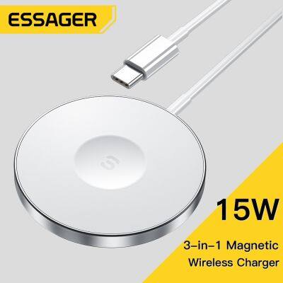 Essager 15W Magnetic Wireless Charger For iPhone 14 13 12 For Airpods Pro 3 in 1 Qi Wireless Charging Pad For iWatch Fast Charge