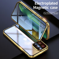 360 Full Magnetic Case for 13 12 11 Pro XS Max X XR Mini Double Sided Glass with Camera Lens Protection Cover