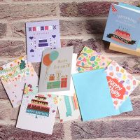 【YF】✶▬✾  12pcs Invitation Greeting Cards Happy Birthday Thank You Decoration Blank Folding Message Card With Envelope