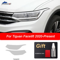 2 Pcs Car Headlight Tint Smoked Black Protective Film Transparent TPU Sticker For Volkswagen VW Tiguan R Line Facelift 2020 2021