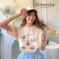 PATTERN.P B060 : Picnic Day T-Shirt เสื้อยืดมินิมอลเนื้อผ้า cotton100% สกรีนพรีเมี่ยมเข้มชัด ลายน่ารักคิ้วท์ใส่ได้ทุกวัน