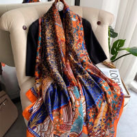 Women Silk Winter Scarf Luxury Design Print Lady Beach Shawl Scarves Fashion Smooth Foulard Female Hijab2023