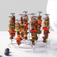 สแตนเลส Airfryers q Skewers เข็มพร้อม Rack Grill สำหรับตั้งแคมป์บาร์บีคิว Multi-Ftional Stand พับใหม่