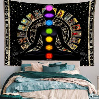 Mandala Tarot Card 7 Chakras Tapestry Wheel of the Zodiac Astrology Chart Black Starry Sky Wall Hanging Home Room Decor