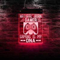 การเล่นเกมเป็น DNA ของฉันธรรมชาติเกิด Gamer ชีวิตโคมไฟติดผนังสีเปลี่ยนการควบคุมระยะไกล LED แขวนนีออนเข้าสู่ระบบแสงการตกแต่งบ้าน