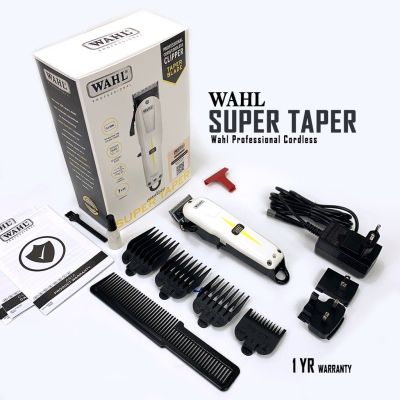 ปัตตาเลี่ยน ไร้สาย WAHL SUPER TAPER CORDLESS Lithium-Ion V5500 Pro Series ปรับฟันได้ แบตตาเลี่ยน แบตเตอร์เลี่ยน แบตเตอเลี่ยน ตัดผม (หลังขาวเหลือง)