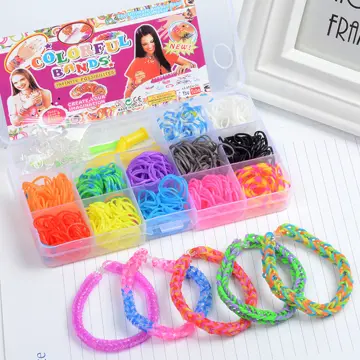 1500Pcs Elastic Rubber Loom Bands set kit Candy Color Bracelet Making Kit  DIY Tool for Children Girls