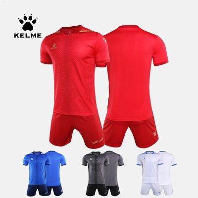 KELME Kelme เสื้อเจอร์ซีย์แขนสั้นสำหรับผู้ชายและผู้หญิงชุดเสื้อผ้าเล่นฟุตบอลแท้พิมพ์ลายชุดฝึกซ้อม