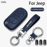 ZOBIG เคสที่ห้อยกุญแจหนังแท้สำหรับที่เก็บกุญแจ Mobil Jip พร้อมพวงกุญแจสำหรับรถจี๊ปเข็มทิศปรับโฉมใหม่ Wrangler Cherokee Grand Cherokee กุญแจรีโมตของแท้