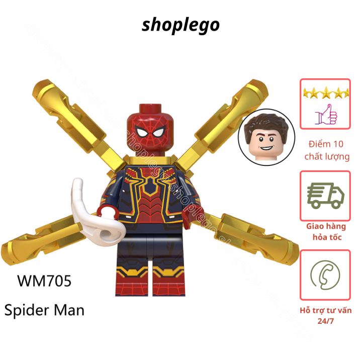 Đồ chơi xếp hình minifigures mô hình Spider Man : Far For Home Avengers  Endgame Spider Iron Marvel Wm705 