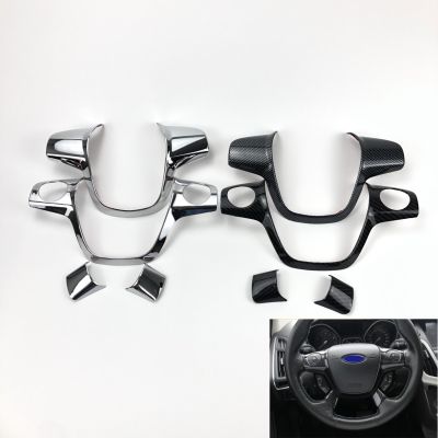 ❧☢☬ Emaicoca ABS Chrome trim steering wheel cover sticker case for Ford Focus 3 mk3 2012-2014/ Kuga 2013-2015 auto accessories