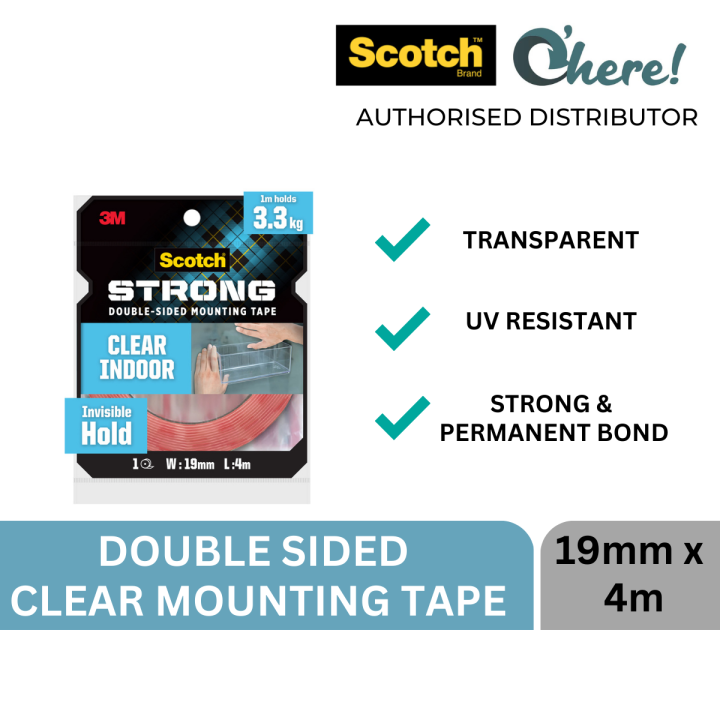 3M Scotch Clear Double Sided Mounting Tape 19 mm x 1.5 m / 19 mm x 4