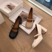 soft super comfor ! ese classic round toe one-word strap thick heel high heels rls -mat shoes -GGX23722✠♙