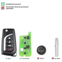 Universal Remote Key for Xhorse XKTO10EN for Toyota Flip 4 Button Style for VVDI Key Tool