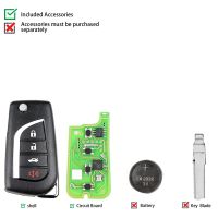 Wire Remote Key Car Remote Key for Xhorse XKTO10EN for Toyota Flip 4 Button Style for VVDI Key Tool