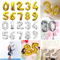 32 inch Gold Silver 0-9 Numbers Balloons Large Helium Foil Number Balloons