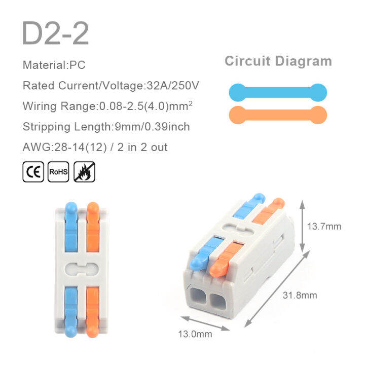 คอนเนคเตอร์ตัวนำสายด่วนขนาดเล็ก-universal-compact-2-3-pin-splicing-push-interminal-block-1-เข้าหลายออกพร้อมรูยึด-tutue-store