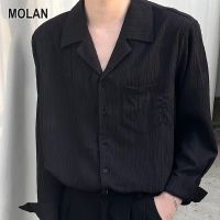 MOLAN เสื้อแขนยาวทำงานเสื้อแขนยาวชายเสื้อปกสีทึบเด็กชายเสื้อแขนยาวหลวมชุดลำลองย้อนยุค