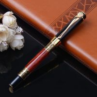 Luxury Black Golden Carving Mahogany Fountain Pen Ink Pen Nib Iraurita caneta tinteiro Stationery Penna Stilografica Stylo Plume  Pens