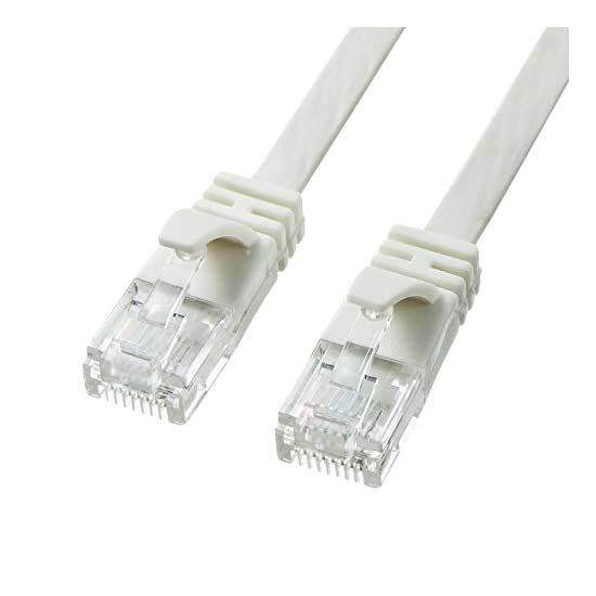 Sanwa Supply Cat6a Flat LAN Cable (3M) 10 Gbps / 500 MHz RJ45 Clamping ...