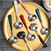 Korean Soup Spoon 304 Stainless Steel Measuring Spoon Thick Big Head Round Food spoons