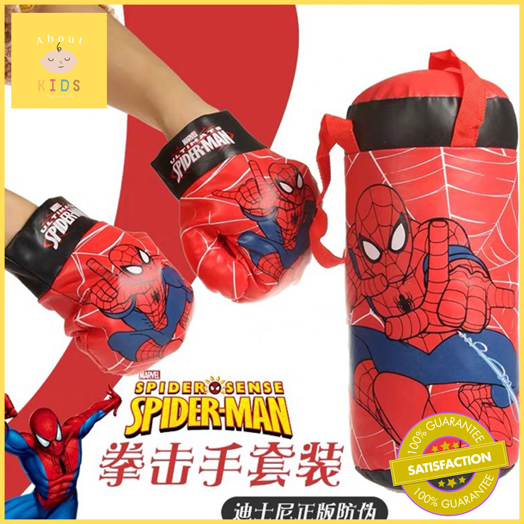 Boxing Sport Set Marvel Spider man Gloves Sandbag Punching Bag Kids Indoor Games 