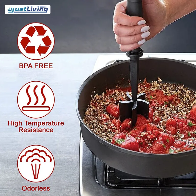 1pc, Meat Chopper, Heat Resistant Meat Masher For Hamburger Meat, Ground  Beef Masher, Nylon Hamburger Chopper Utensil, Ground Meat Chopper, Non Stick