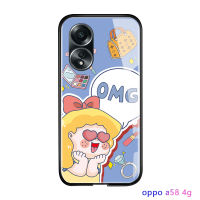 เคสโทรศัพท์พร้อมสำหรับ OPPO A58 4G สาวน่ารักเวลาการช้อปปิ้งที่มีความสุขหรูหราเคสมันวาวกระจกเทมเปอร์เคสประกบหลังแบบแข็ง