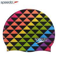 Speedo ซิลิโคนพิมพ์ลายนำเข้าสำหรับผู้ใหญ่หมวกว่ายน้ำกันน้ำฉนวนกันลื่นระยะห่าง48 Gratis Ongkir