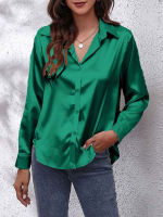 Spring Satin Shirt Women Loose Button Up Blouse Shirt Ladies Imitation Silk Long Sleeve Shirt For Women