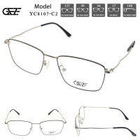 ?กรอบแว่นตา GEZE METAL รุ่น YC8107-C2 เต็มกรอบสีดำเงิน Vintage โลหะ น้ำหนักเบา ใส่สบาย (บริการตัดเลนส์สายตาราคาถูก)