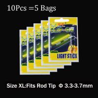 แท่งเรืองแสงสำหรับตกปลา10ชิ้น/5ถุงแท่งไฟเรืองแสงปลายก้านเรืองแสงสำหรับชุดอุปกรณ์ตกปลากลางคืนอุปกรณ์ตกปลาทะเลแท่งเรืองแสง