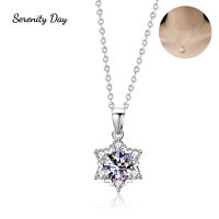 Serenity วัน100 925เงินปรับสร้อยคอ1กะรัต Moissanite คลาสสิกเกล็ดหิมะจี้สำหรับผู้หญิงแต่งงานเครื่องประดับแฟชั่นของขวัญ