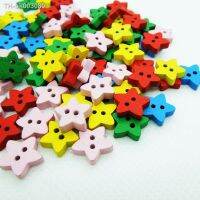 ▽ 400Pcs Star Shape Random Mixed Color 2 Holes Wood Sewing Buttons 13mm Fit Scrapbook