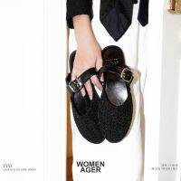 womenager - Jane Black tweed รองเท้าแตะคัทชูเปิดส้น สวมใส่ง่าย