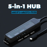 USB ตัวแยก USB ที่พ้วง USB 3.0ฮับอะแดปเตอร์ OTG Type-C พร้อมช่องเสียบการ์ดรีดเดอร์ SD ไมโคร TF สำหรับพีซีโทรศัพท์มือถือแล็ปท็อปแท็บเล็ต Android