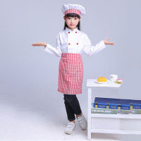 95-160cm Chef Kids Costumes Cooking Clothing Baby Girl Baby Boy Kitchen Uniform Cosplay Costumes Apron Top Cap for Craft Baking