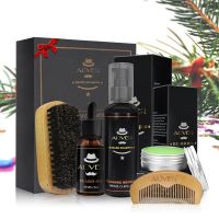 5PCS/Set Brush Wood Comb Kit Beard Care Oil Gift Cream Styling Shampoo Men Mustache e