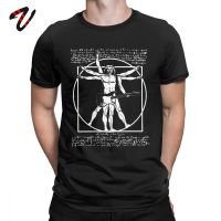 Cotton T-Shirt Vitruvian Man Playing The Guitar Men T Shirt Da Vinci Guitarist Leonardo Artist Tee Shirt Best Tees Idea Clothes