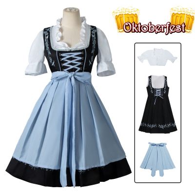 [COD]Oktoberfest เครื่องแต่งกายคอสเพลย์ Dirndl ชุดบาวาเรียแบบดั้งเดิมเยอรมนีเบียร์เทศกาลชุดแม่บ้าน Octoberfest Wench ผู้หญิงสาว