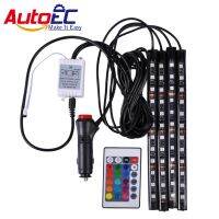 【Limited-time offer】 Autoec 12smd บรรยากาศในรถแถบไฟ Led ไฟแอลอีดีแบบยืดหยุ่นควบคุมเพลงไร้สาย5050 Rgb ตกแต่งแต่งรถ