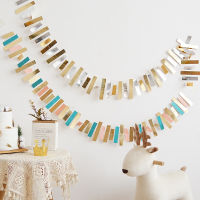 INS งานแต่งงานฉากหลังตกแต่งเด็กวันเกิดสีฟ้าสีชมพูธงกระดาษ Baby Shower GOLD Garland-zlskjgmcbsb